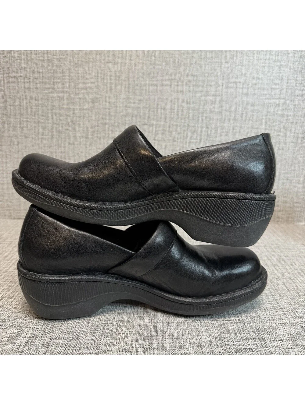 Born Shoes Womens Size 6.5 M Black Leather Toby Duo Clogs Slip On